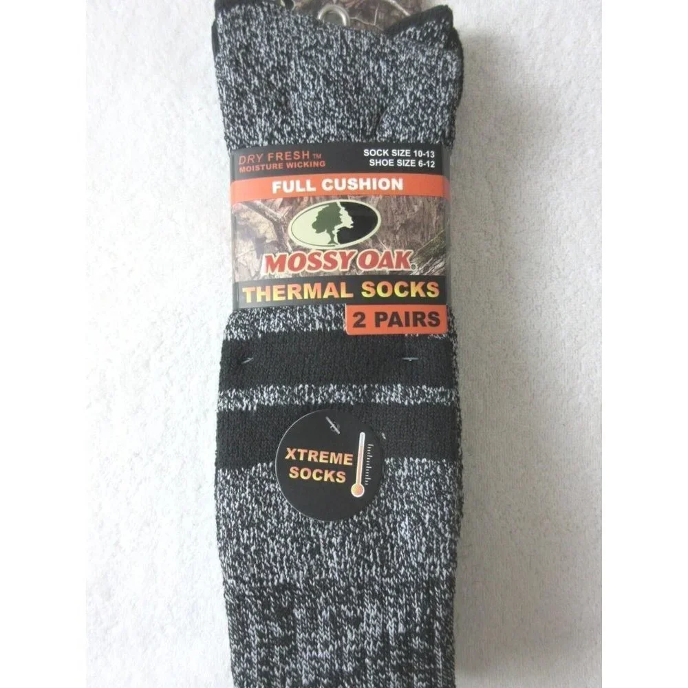 COPY - Mossy Oak Men's 2 Pack Thermal Full Cushion Boot Socks Black Gray Size 6…